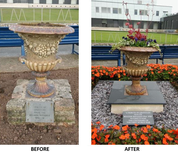 The Urn before and after restoration