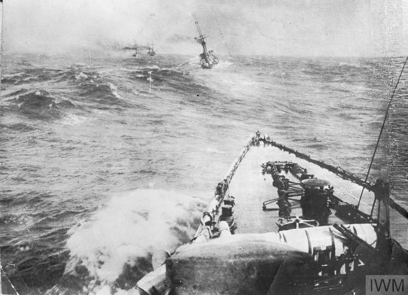Admiral von Spee's squadron, in line ahead off the Chilean coast.  © IWM (Q 50992)
