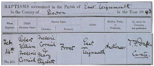frost rwfc 1893 baptism 1