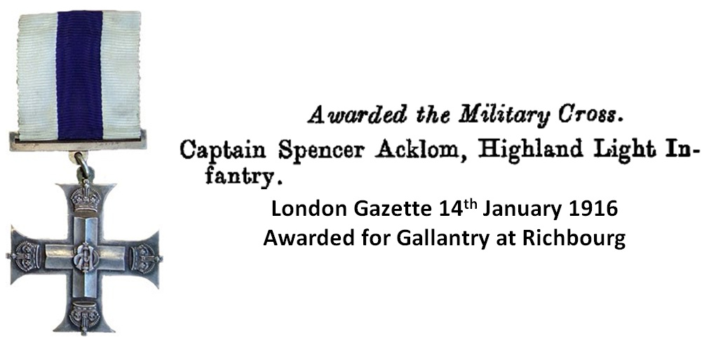 Military Cross awarded for Awarded for Gallantry at Richbourg