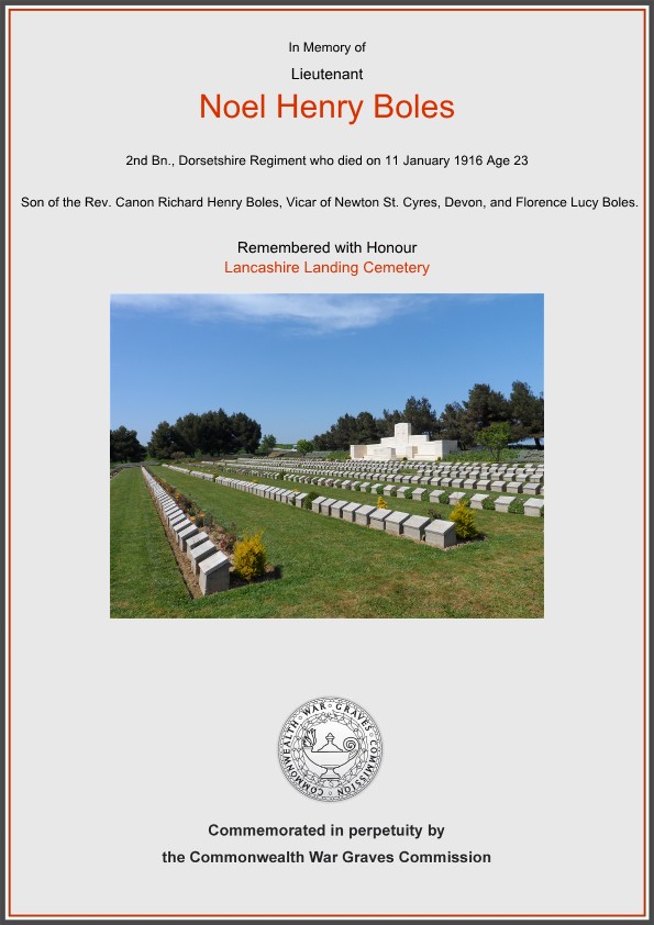Noel Henry Boles commemorative certificate
