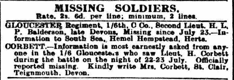 Advert taken from Daily Mirror, 16 August 1916