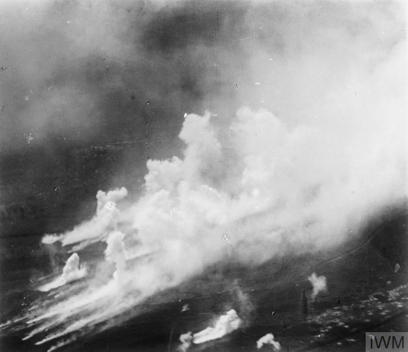 Gas attack photographed from the air © IWM (Q 27526)