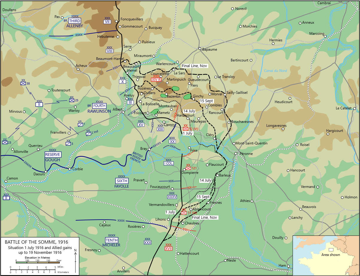 Harry Hill - battle of the somme map 1916