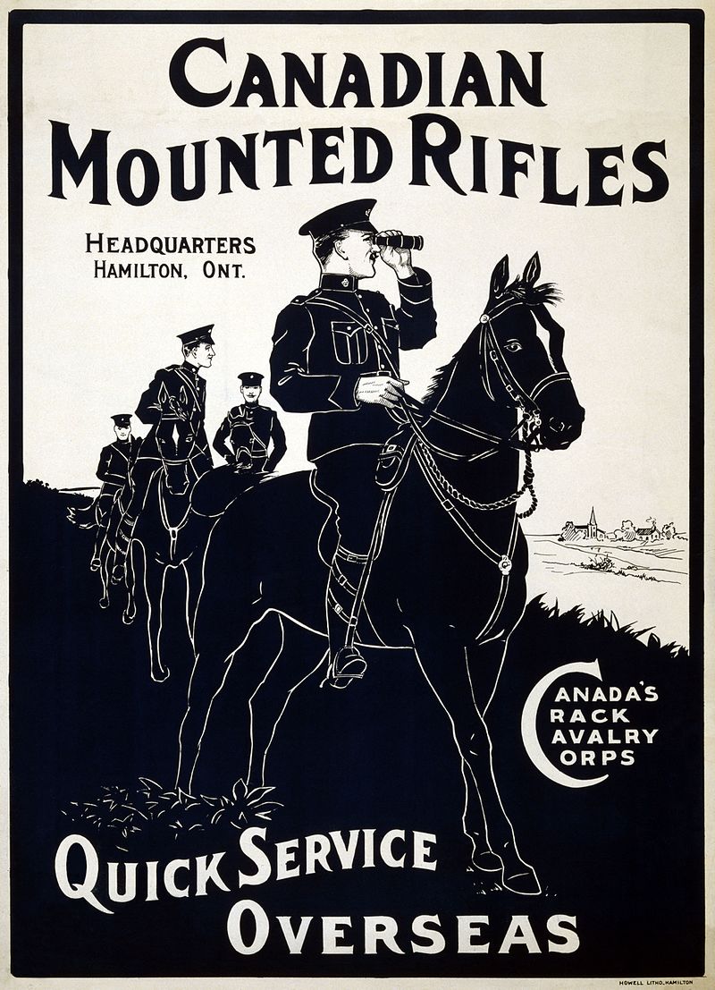 Canadian Mounted Rifles recruitment poster. LC-USZC4-12402. Library of Congress Prints and Photographs.