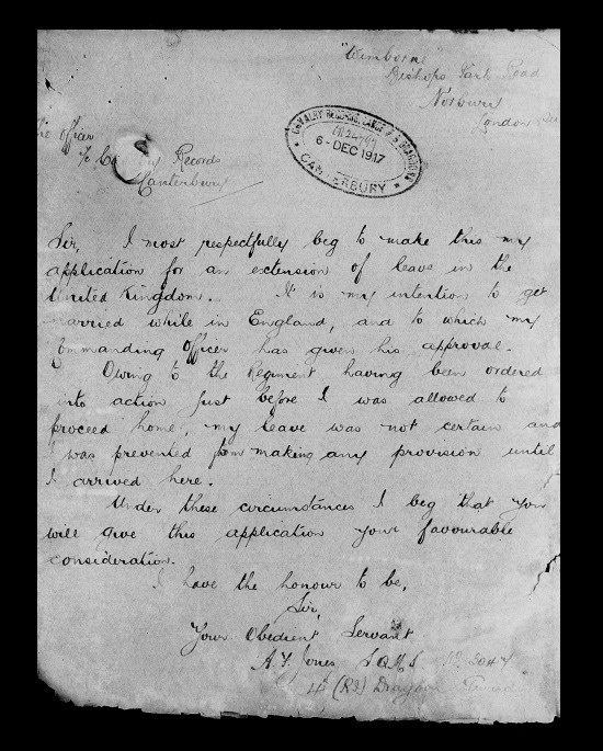 Alec's letter requesting leave