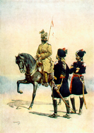 37th Lancers (Baluch Horse) (left). Watercolour by Maj AC Lovett, 1910.