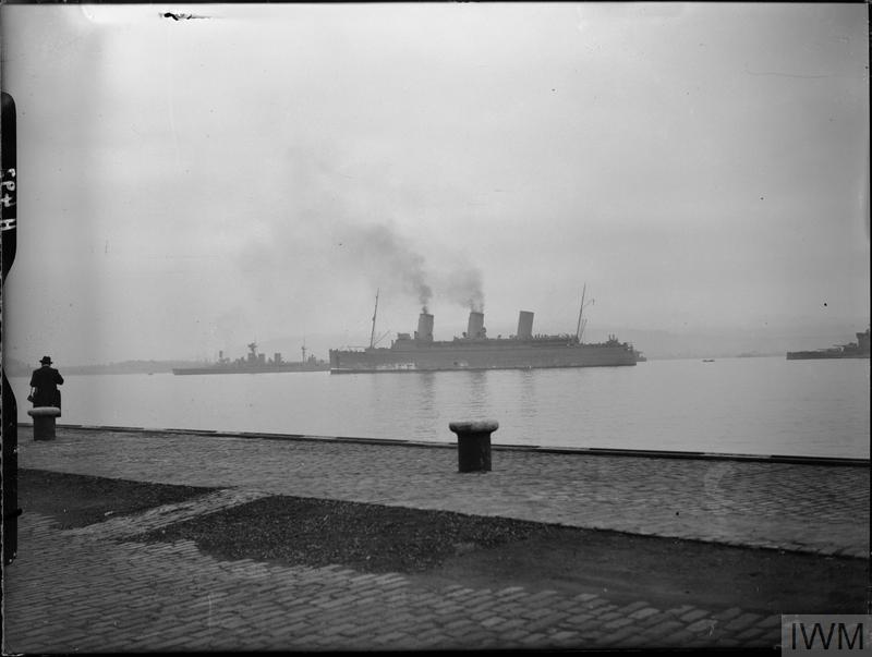 SS Empress of Britain containing the first batch of Canadian soldiers to arrive in Britain. © IWM (H 497)
