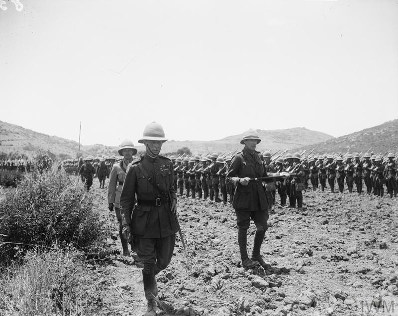General Sir Ian Hamilton GCB inspects the Howe Battalion of the 2nd Royal Naval Brigade, commanded by Lieutenant Colonel Collins, at Kephalos Camp, Imbros, 18th June 1915. © IWM (Q 13297)