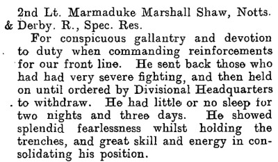 Clipping from the London Gazette  17 September 1917