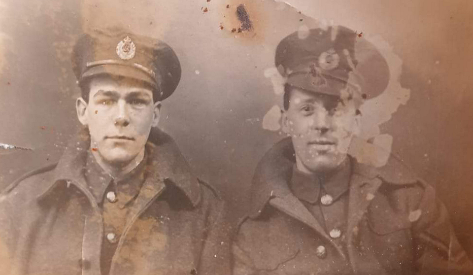 Frederick (left)with another member of the Royal Enginners. Photo is labelled Rouen 35 Rue de Carmes, 885. February 1916