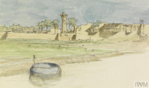 A view across part of Kut.  © IWM (Art.IWM ART 2436)