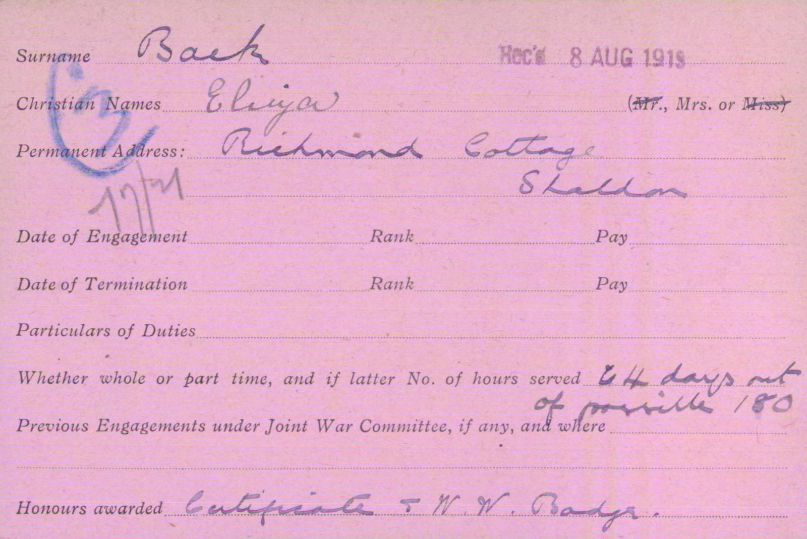 Voluntary Aid Detachment (VAD) Card. ©2018 British Red Cross (CC BY-NC 2.0 UK)