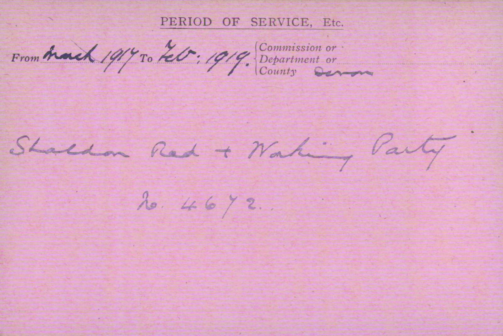 Voluntary Aid Detachment (VAD) Card. ©2018 British Red Cross (CC BY-NC 2.0 UK)