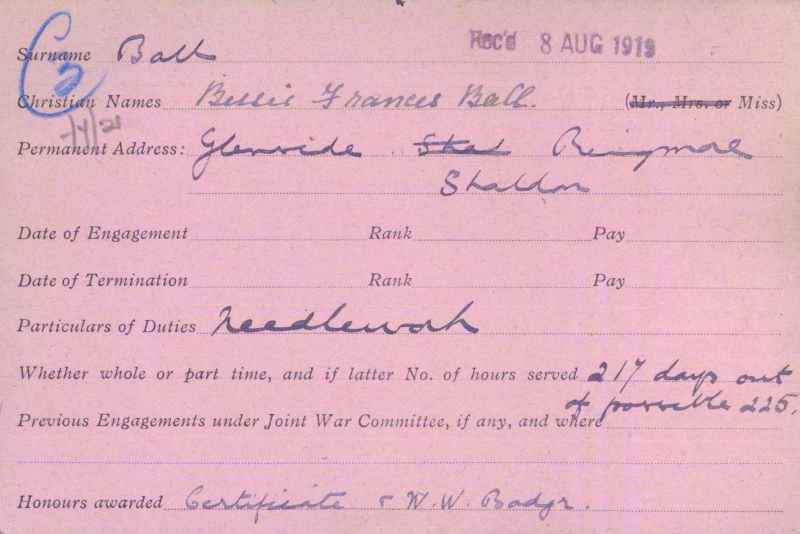 Voluntary Aid Detachment (VAD) Card. ©2018 British Red Cross (CC BY-NC 2.0 UK)