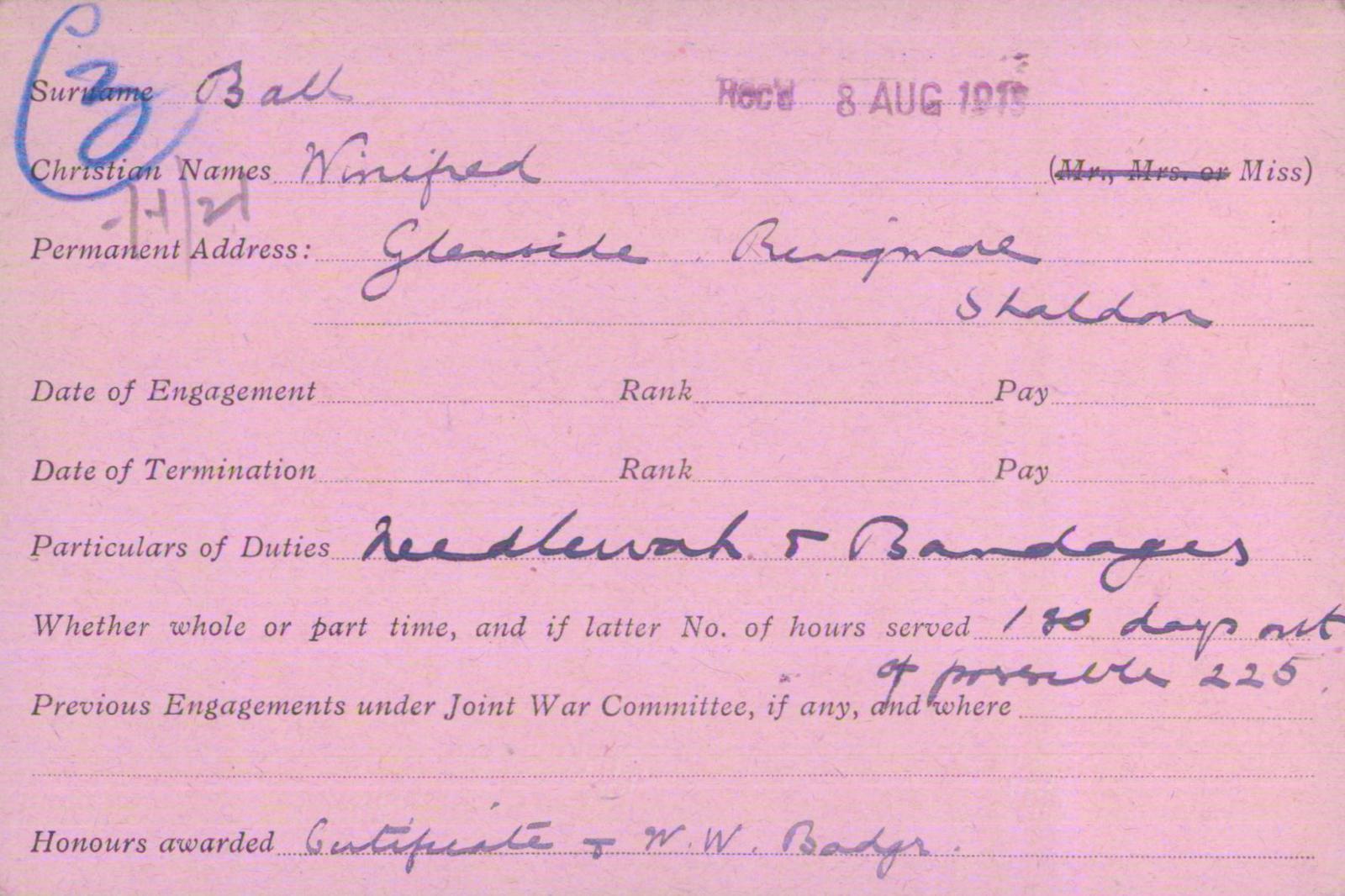 Voluntary Aid Detachment (VAD) Card. ©2018 British Red Cross (CC BY-NC 2.0 UK)