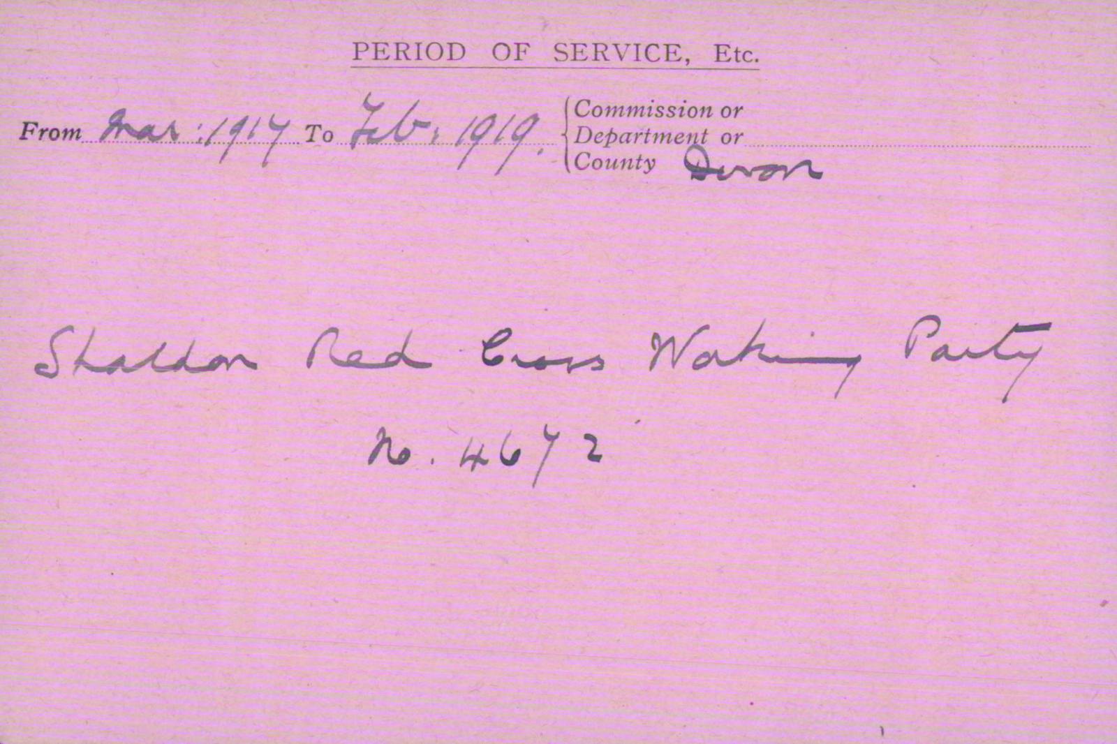 Voluntary Aid Detachment (VAD) Card. ©2018 British Red Cross (CC BY-NC 2.0 UK)