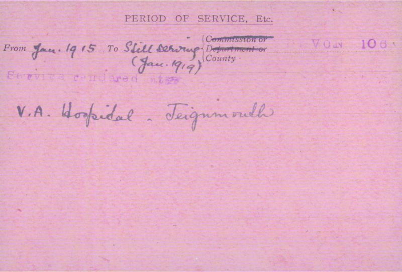 Voluntary Aid Detachment (VAD) Card. ©2018 British Red Cross (CC BY-NC 2.0 UK)