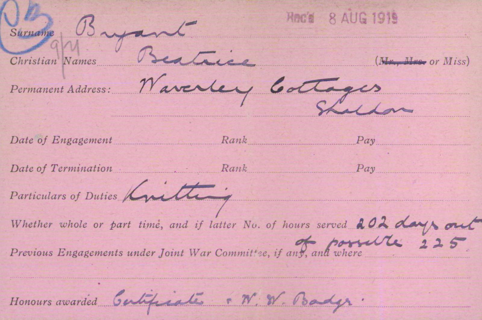 Voluntary Aid Detachment (VAD) Card. ©2018 British Red Cross (CC BY-NC 2.0 UK)