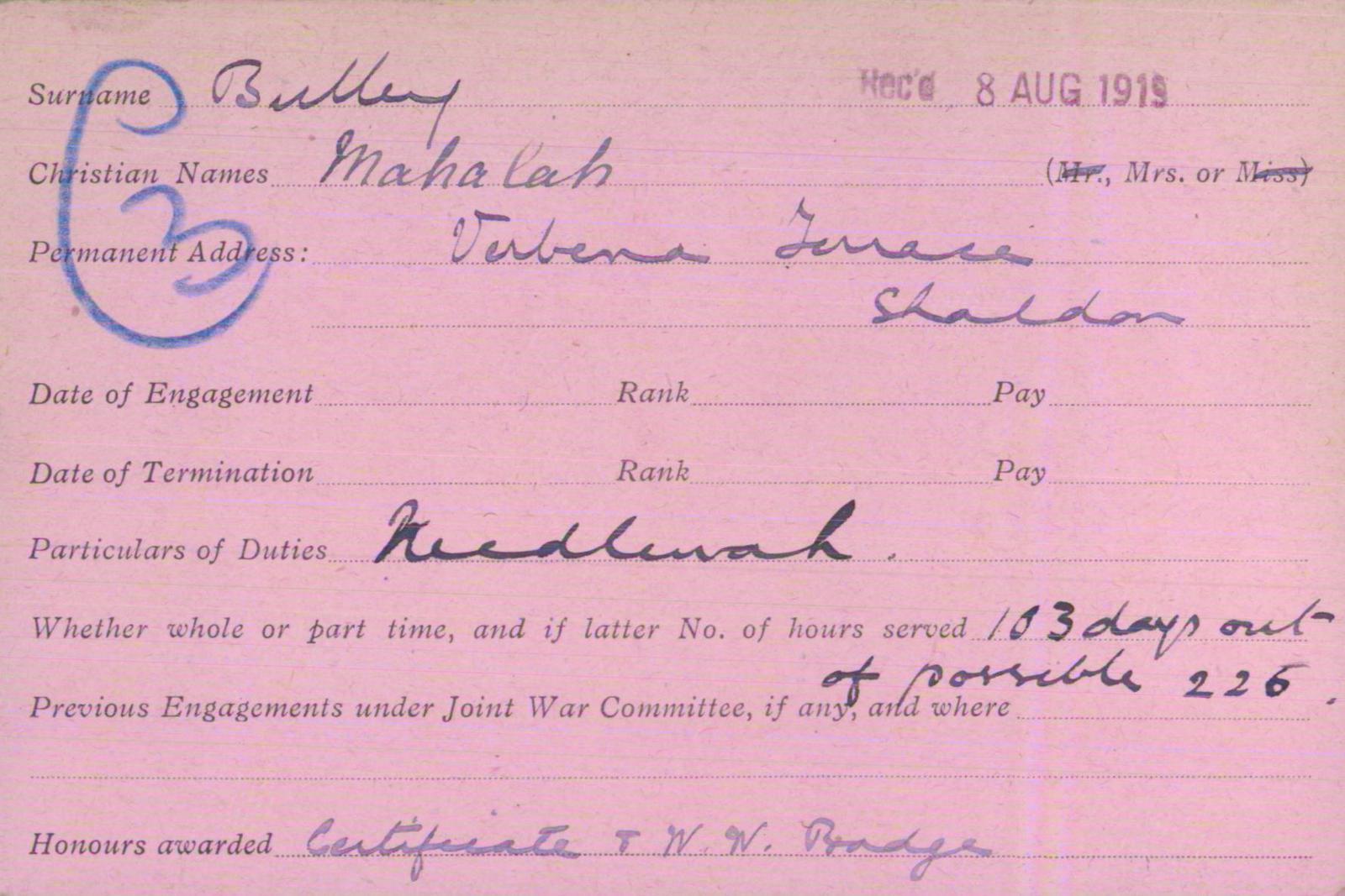 Voluntary Aid Detachment (VAD) Card. ©2018 British Red Cross (CC BY-NC 2.0 UK)