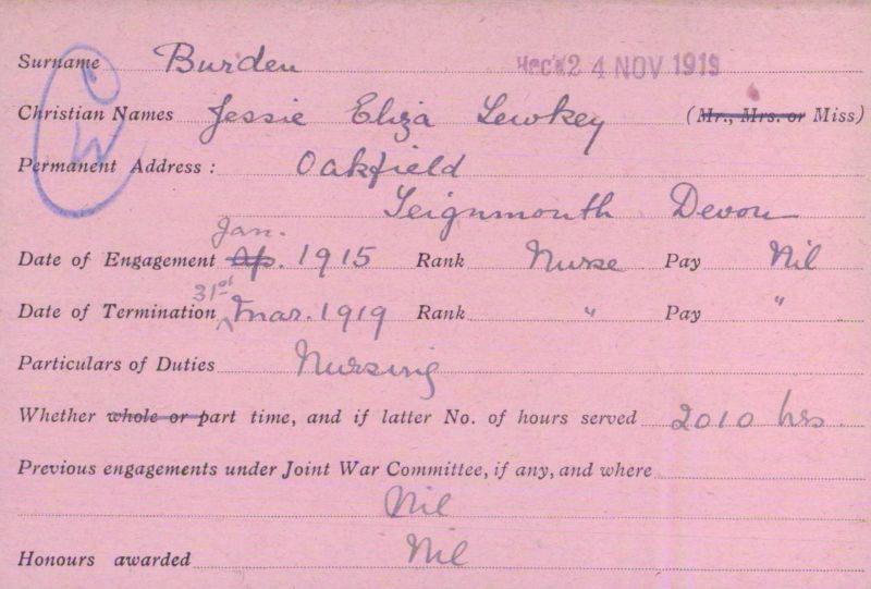 Voluntary Aid Detachment (VAD) Card. ©2018 British Red Cross (CC BY-NC 2.0 UK)