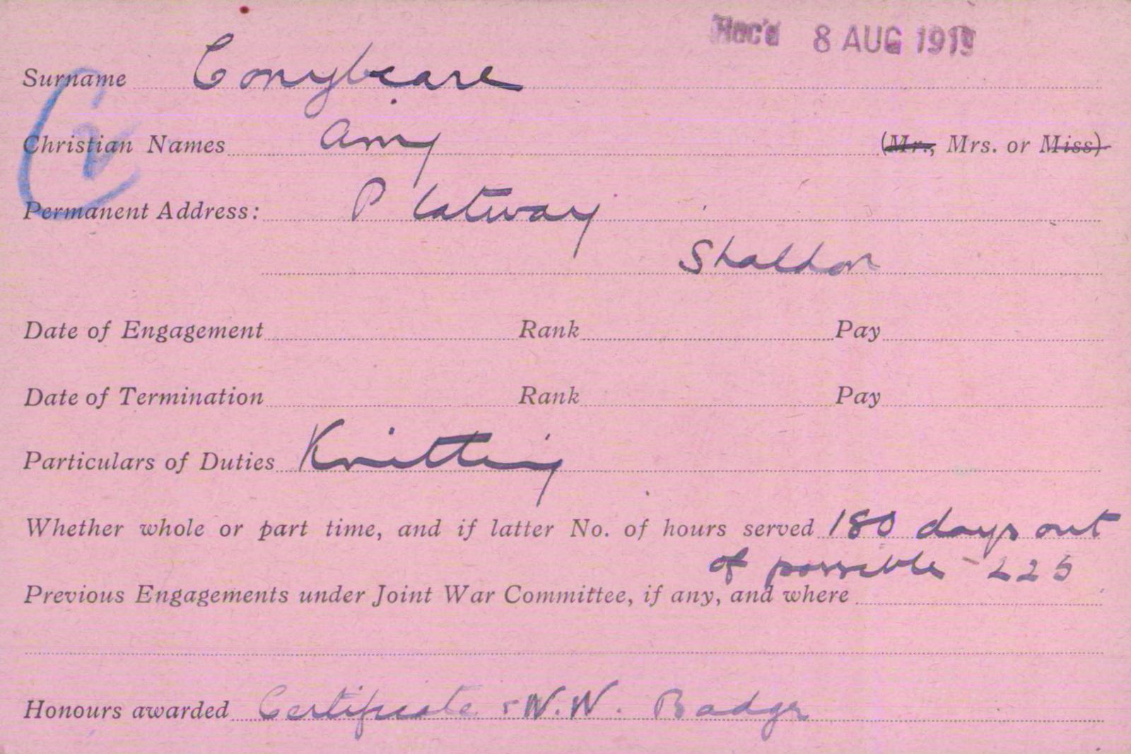 Voluntary Aid Detachment (VAD) Card. ©2018 British Red Cross (CC BY-NC 2.0 UK)