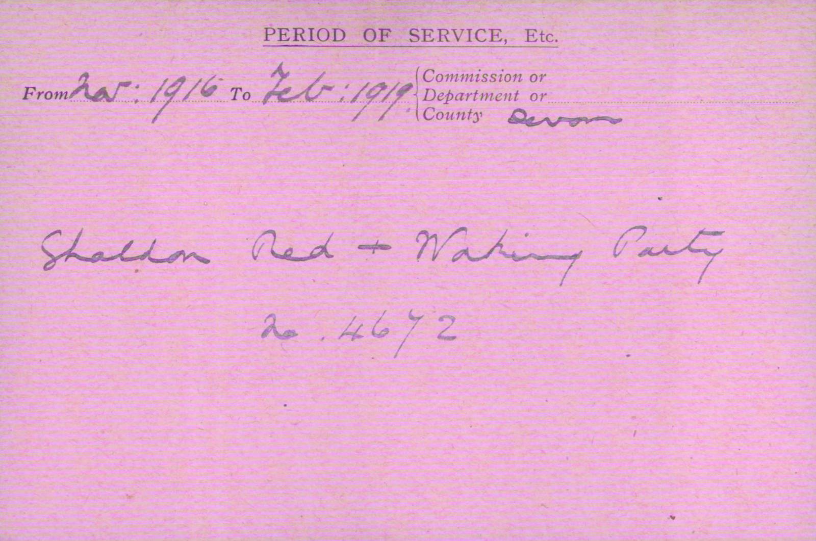 Voluntary Aid Detachment (VAD) Card. ©2018 British Red Cross (CC BY-NC 2.0 UK)