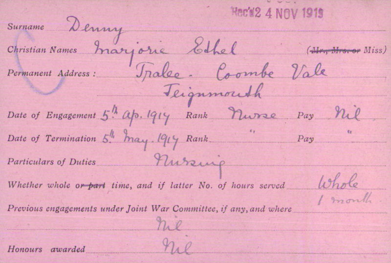 Voluntary Aid Detachment (VAD) Card. ©2018 British Red Cross (CC BY-NC 2.0 UK)