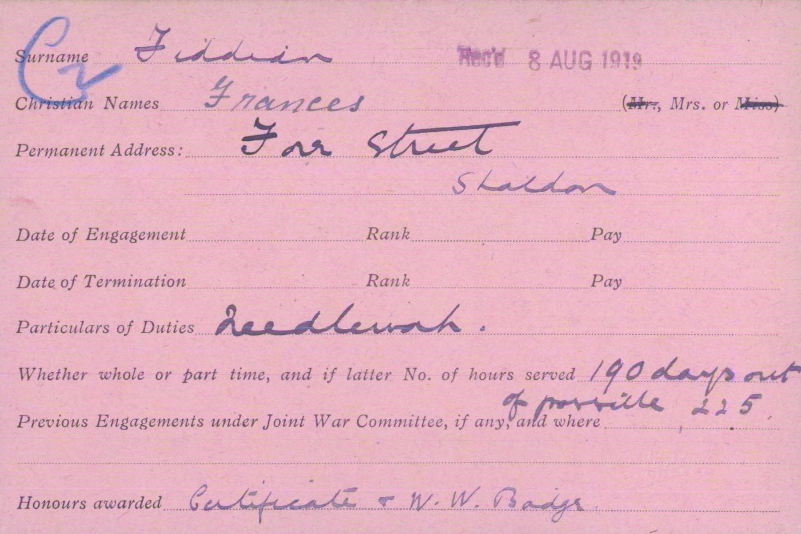 Voluntary Aid Detachment (VAD) Card. ©2018 British Red Cross (CC BY-NC 2.0 UK)