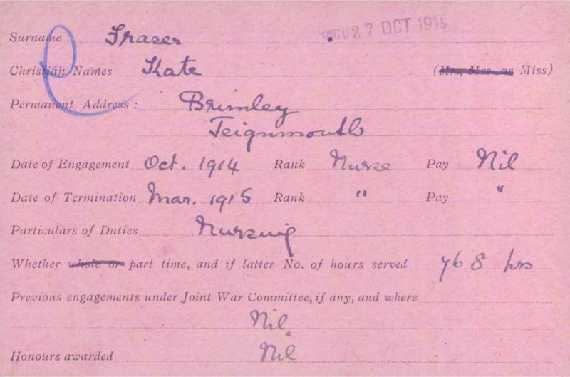Voluntary Aid Detachment (VAD) Card. ©2018 British Red Cross (CC BY-NC 2.0 UK)