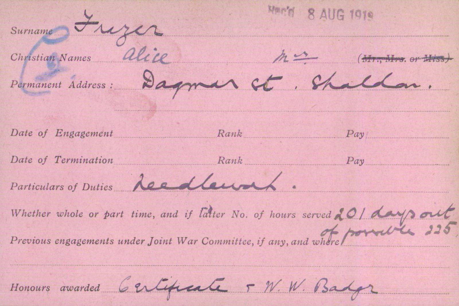 Voluntary Aid Detachment (VAD) Card. ©2018 British Red Cross (CC BY-NC 2.0 UK)