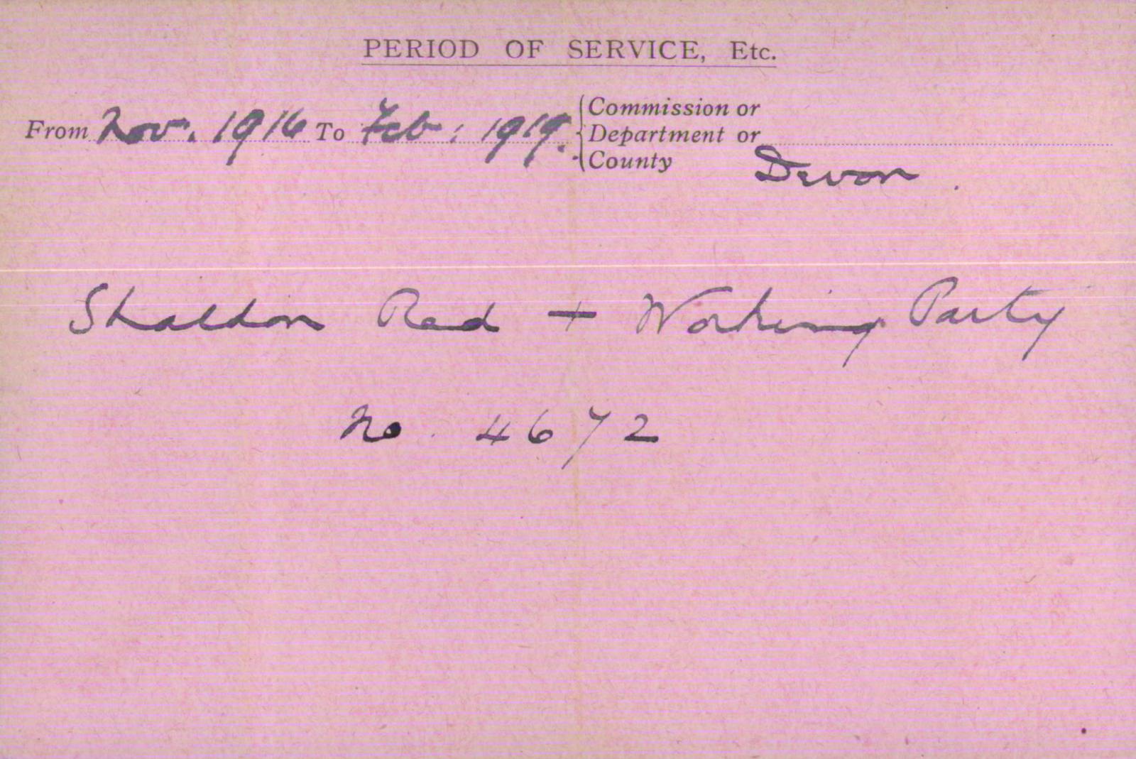 Voluntary Aid Detachment (VAD) Card. ©2018 British Red Cross (CC BY-NC 2.0 UK)