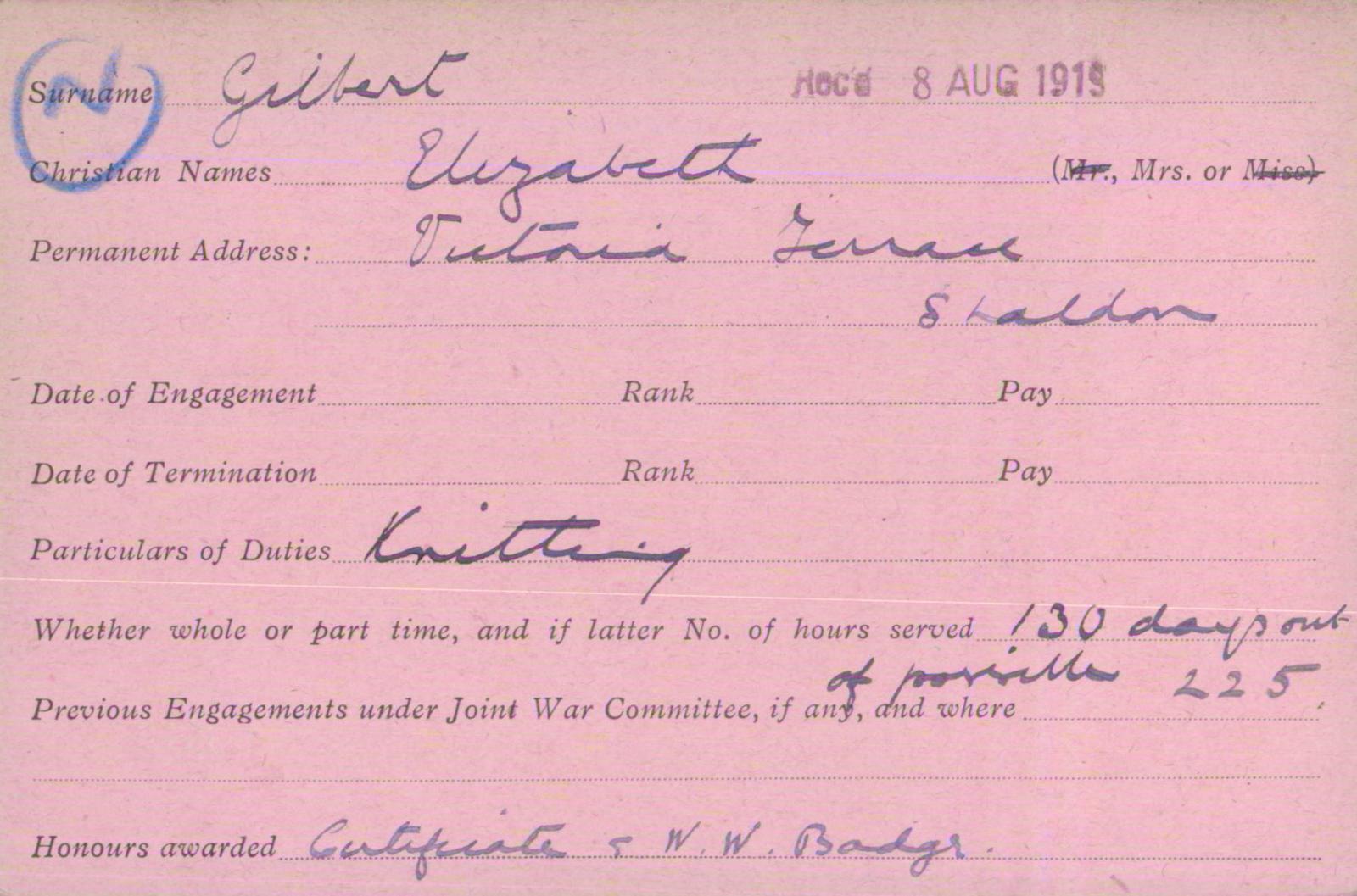 Voluntary Aid Detachment (VAD) Card. ©2018 British Red Cross (CC BY-NC 2.0 UK)