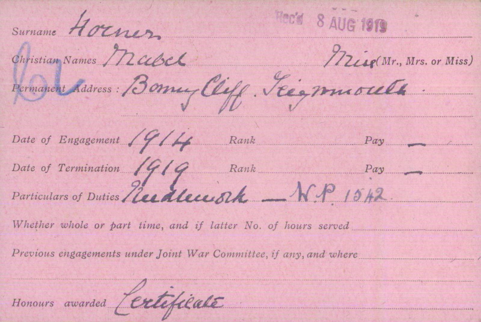 Voluntary Aid Detachment (VAD) Card. ©2018 British Red Cross (CC BY-NC 2.0 UK)