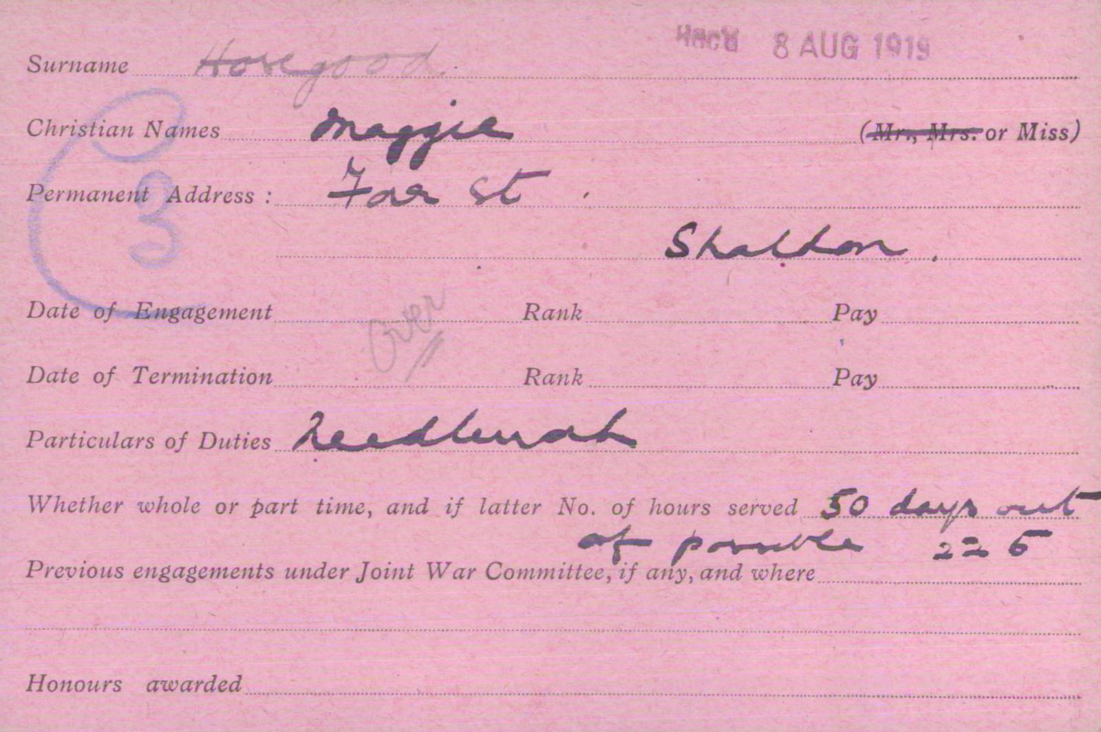 Voluntary Aid Detachment (VAD) Card. ©2018 British Red Cross (CC BY-NC 2.0 UK)