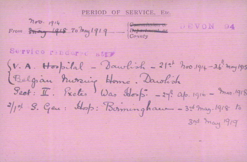 Voluntary Aid Detachment (VAD) Card. ©2018 British Red Cross (CC BY-NC 2.0 UK)