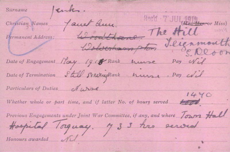 Voluntary Aid Detachment (VAD) Card. ©2018 British Red Cross (CC BY-NC 2.0 UK)