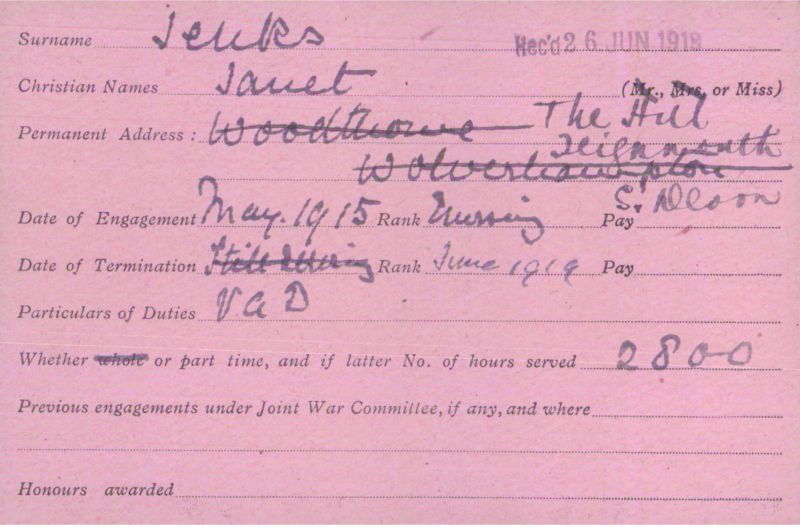 Voluntary Aid Detachment (VAD) Card. ©2018 British Red Cross (CC BY-NC 2.0 UK)