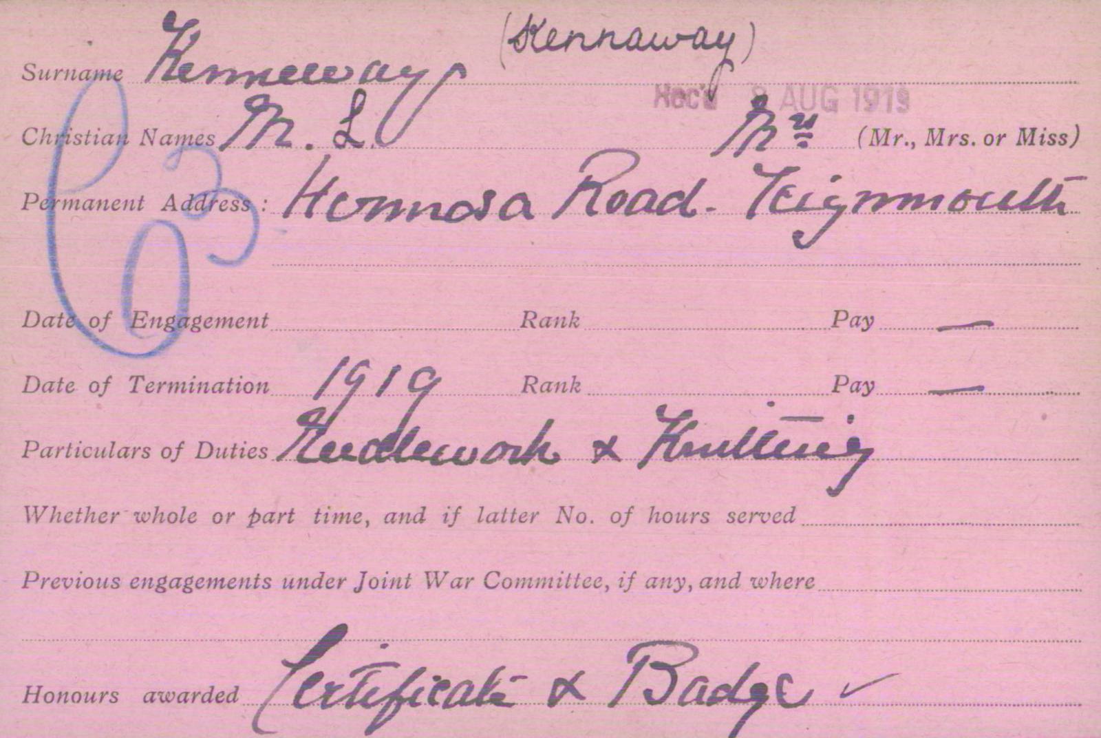 Voluntary Aid Detachment (VAD) Card. ©2018 British Red Cross (CC BY-NC 2.0 UK)