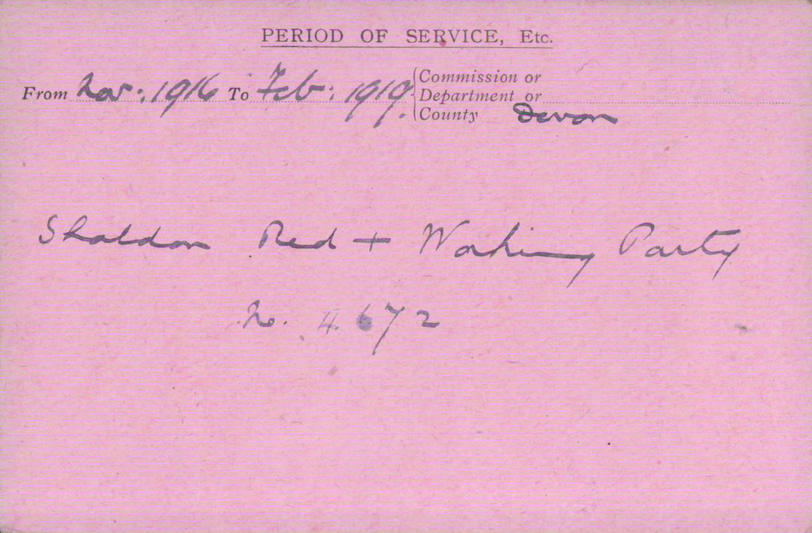 Voluntary Aid Detachment (VAD) Card. ©2018 British Red Cross (CC BY-NC 2.0 UK)