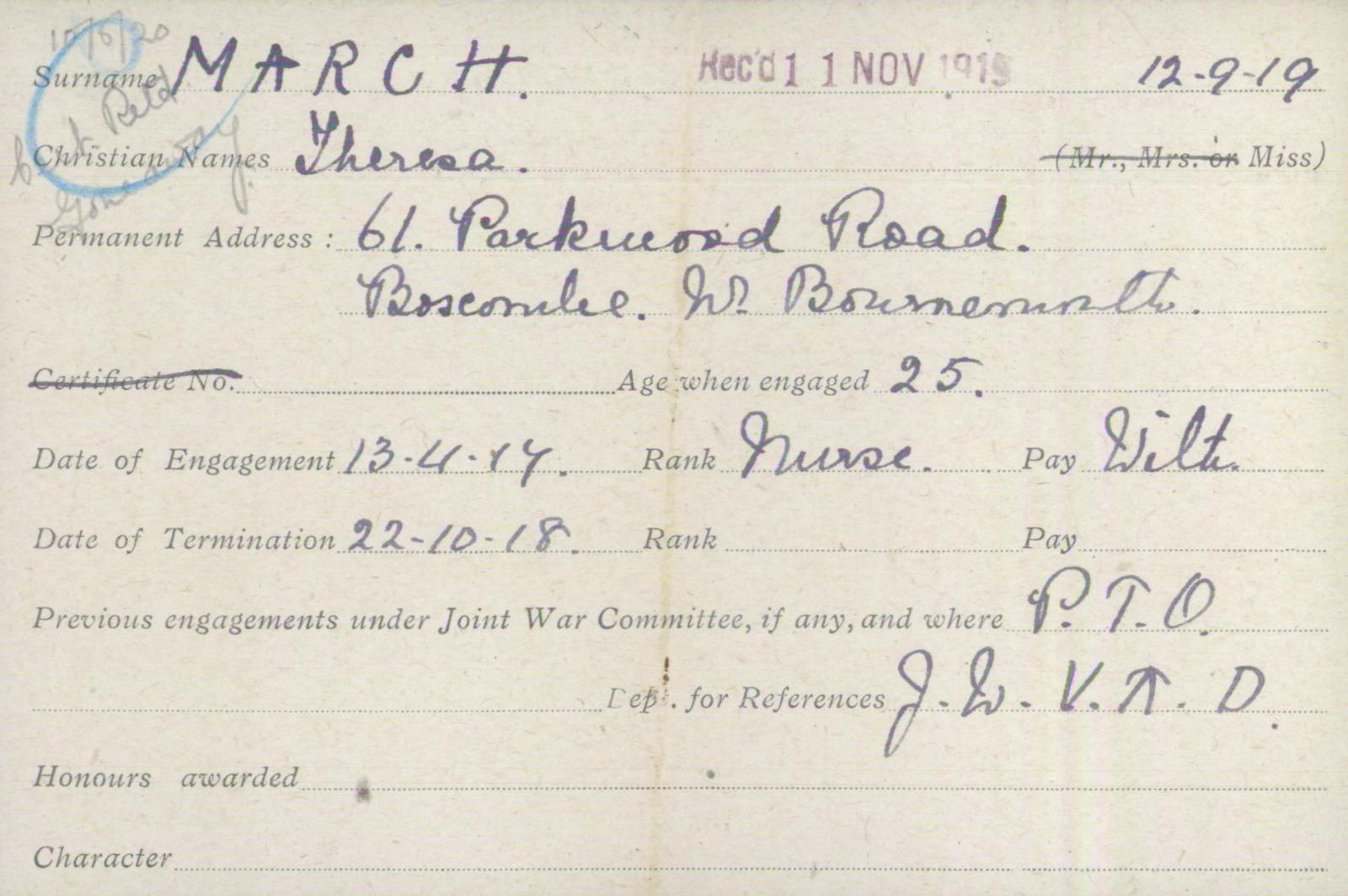 Voluntary Aid Detachment (VAD) Card. ©2018 British Red Cross (CC BY-NC 2.0 UK)