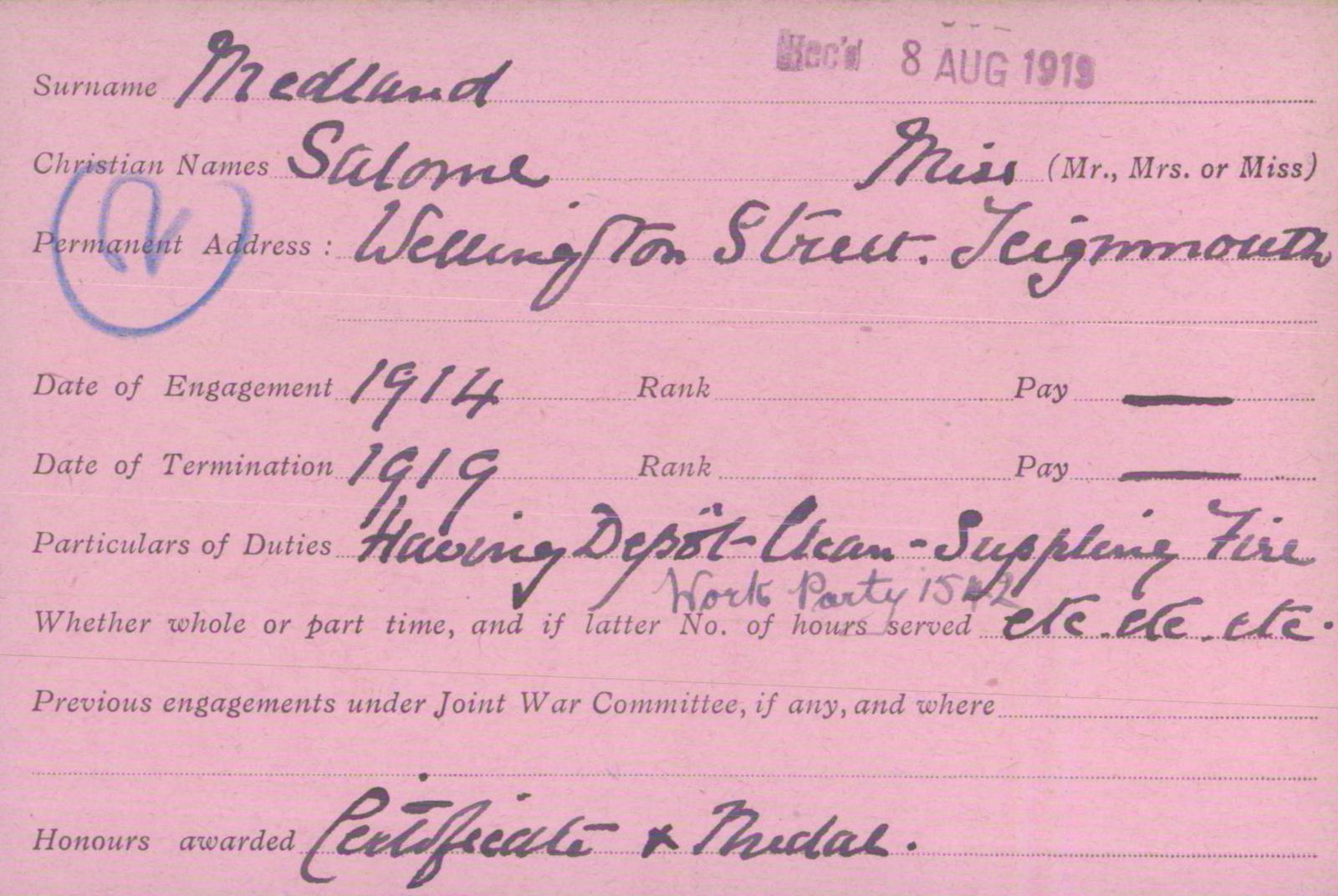 Voluntary Aid Detachment (VAD) Card. ©2018 British Red Cross (CC BY-NC 2.0 UK)