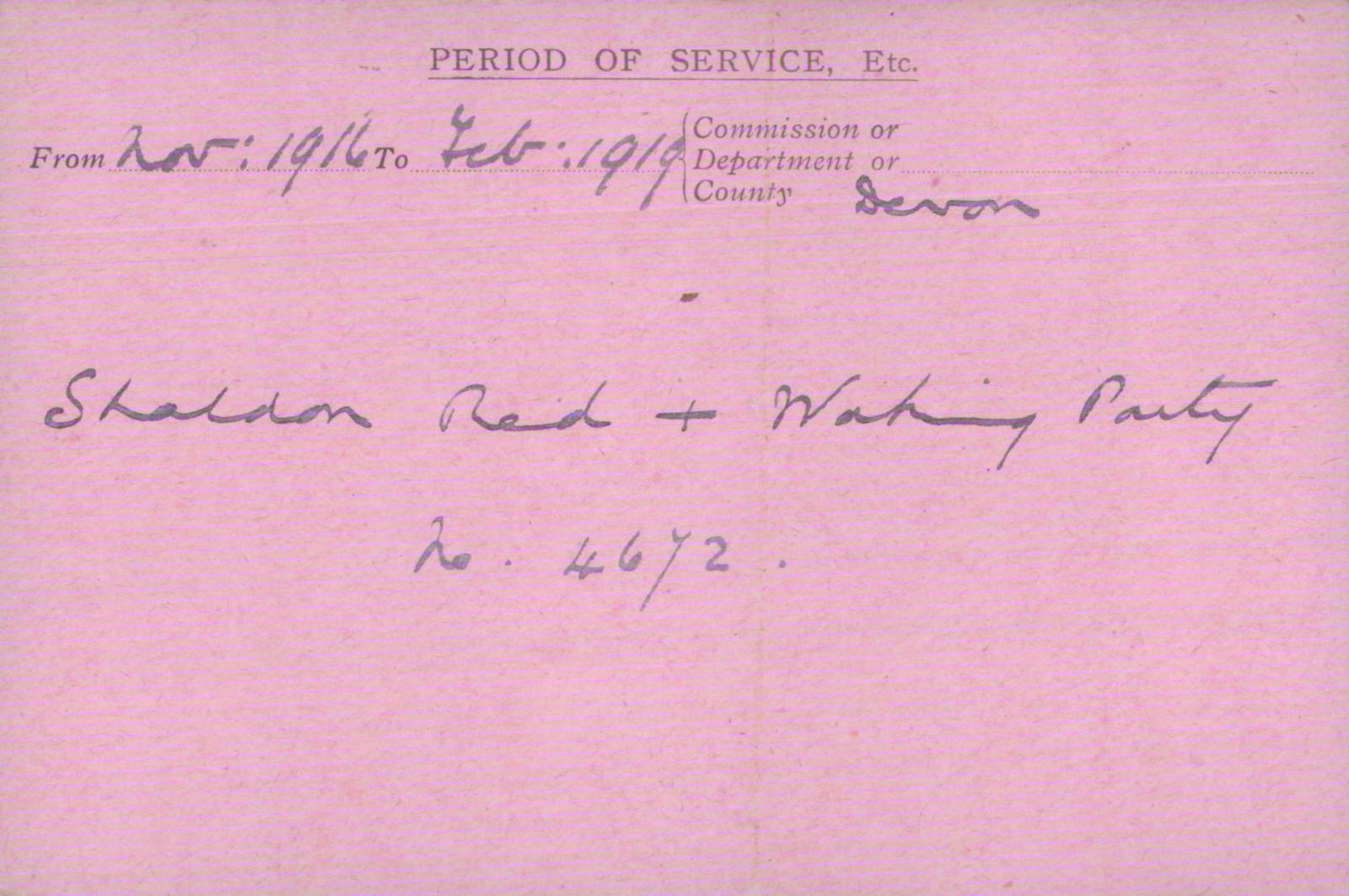 Voluntary Aid Detachment (VAD) Card. ©2018 British Red Cross (CC BY-NC 2.0 UK)