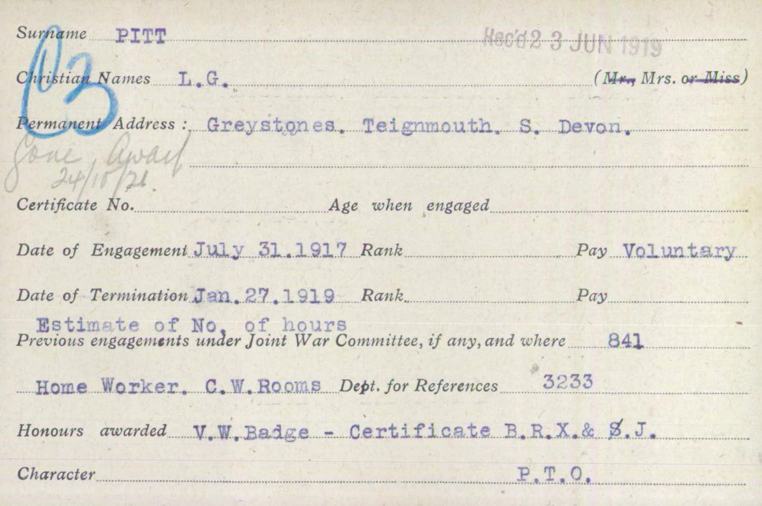 Voluntary Aid Detachment (VAD) Card. ©2018 British Red Cross (CC BY-NC 2.0 UK)