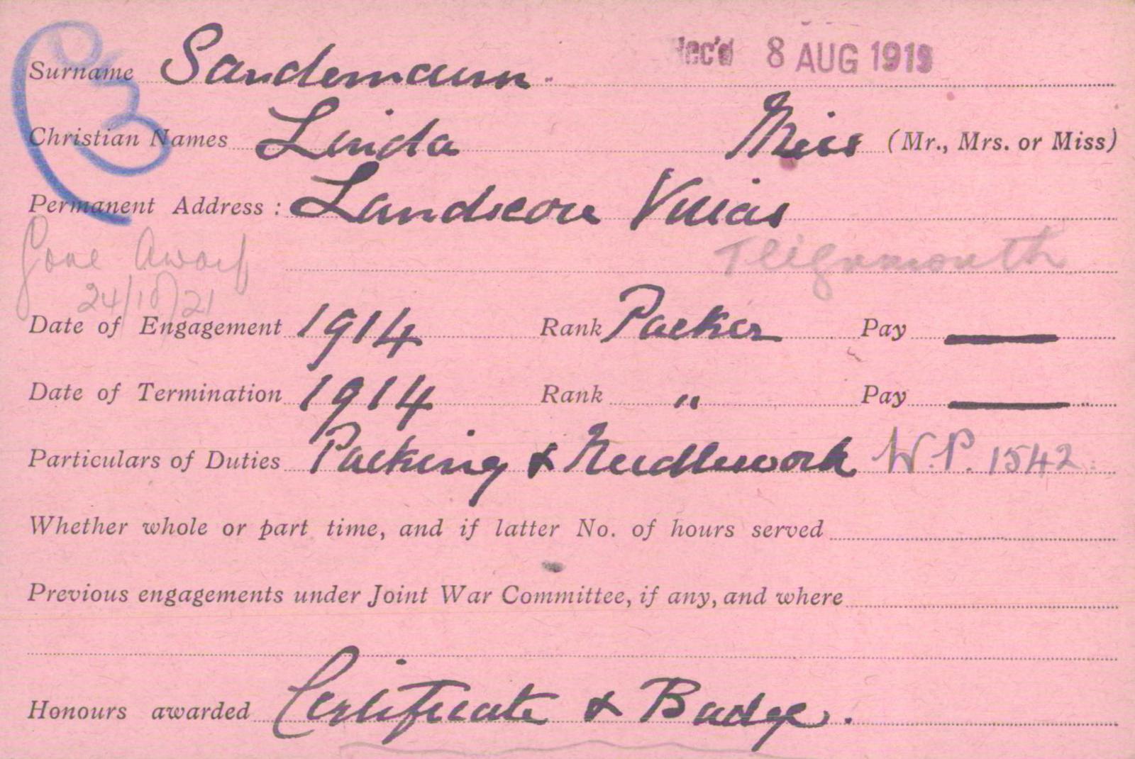 Voluntary Aid Detachment (VAD) Card. ©2018 British Red Cross (CC BY-NC 2.0 UK)