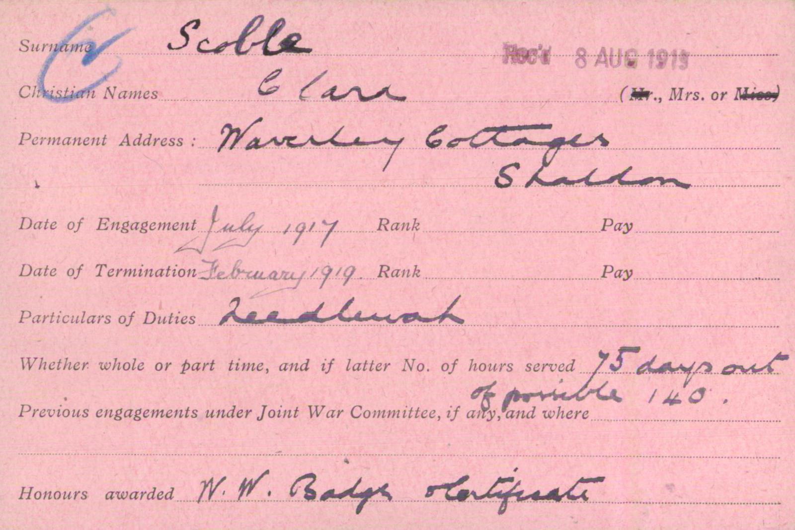 Voluntary Aid Detachment (VAD) Card. ©2018 British Red Cross (CC BY-NC 2.0 UK)