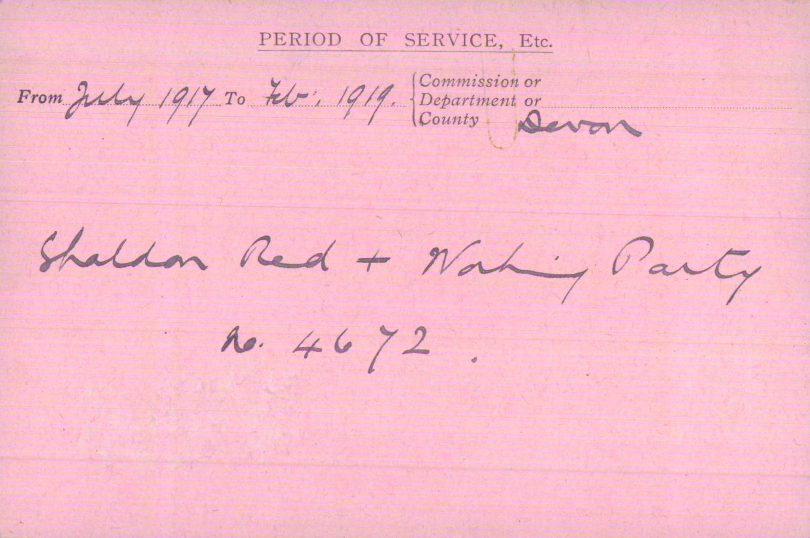 Voluntary Aid Detachment (VAD) Card. ©2018 British Red Cross (CC BY-NC 2.0 UK)