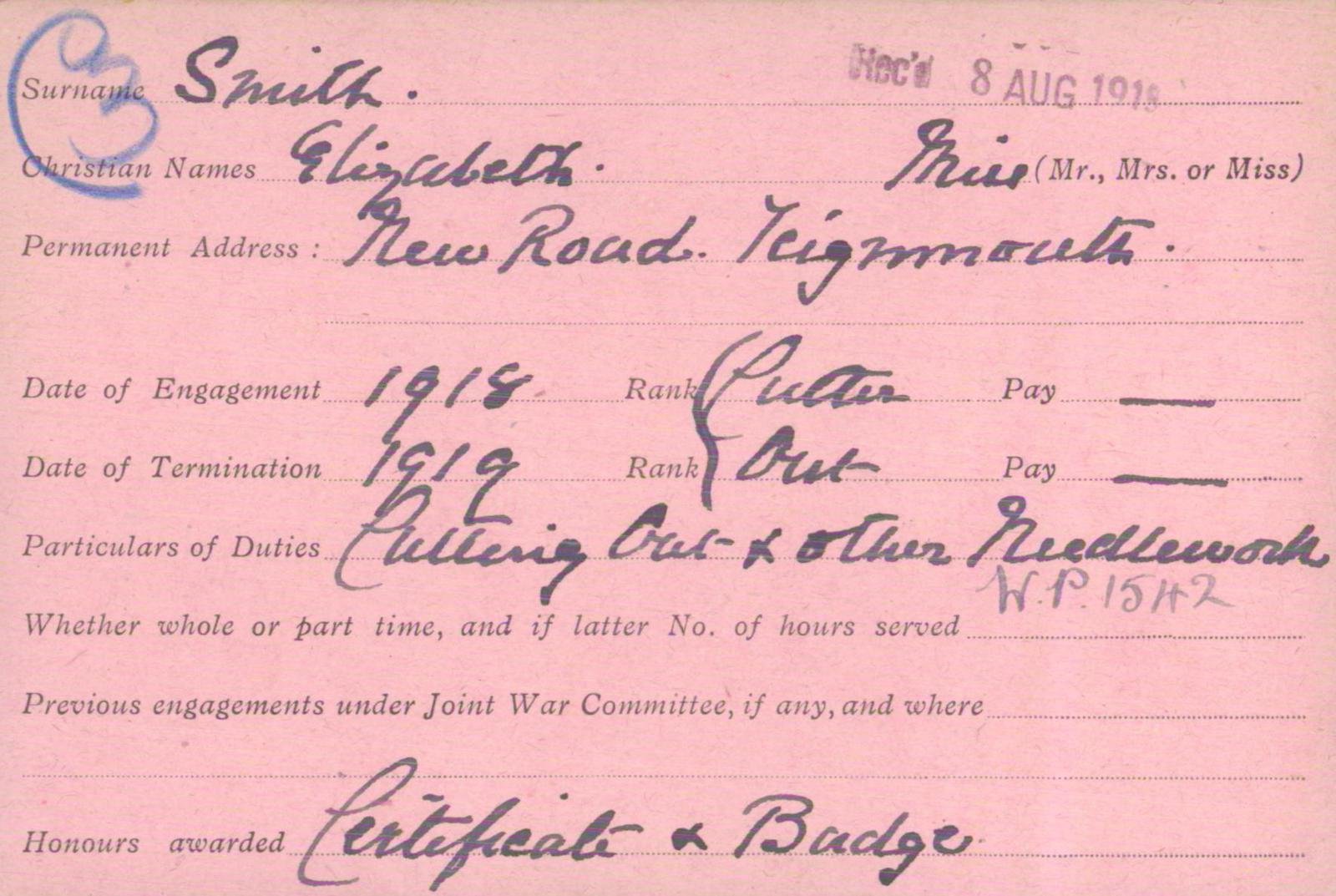 Voluntary Aid Detachment (VAD) Card. ©2018 British Red Cross (CC BY-NC 2.0 UK)