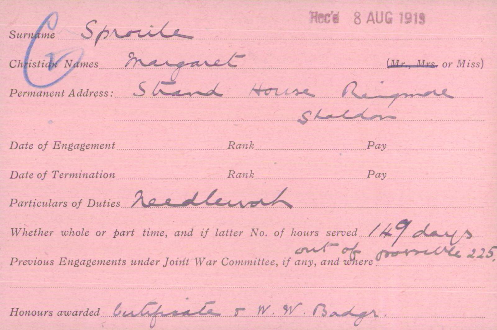 Voluntary Aid Detachment (VAD) Card. ©2018 British Red Cross (CC BY-NC 2.0 UK)