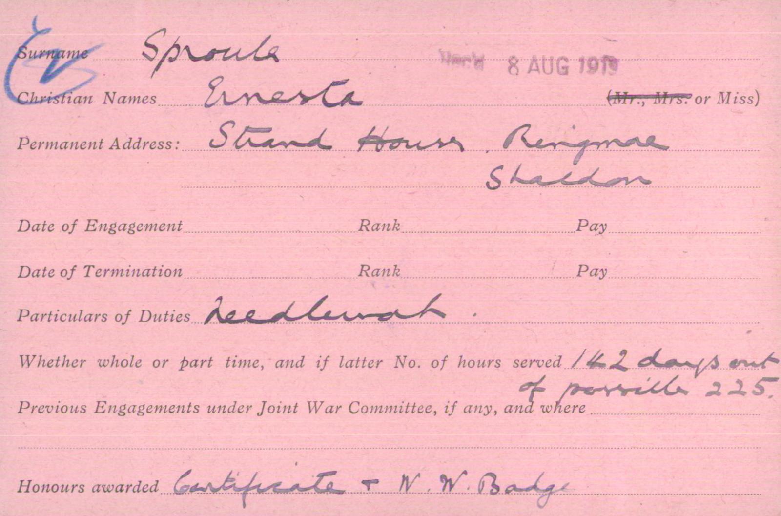 Voluntary Aid Detachment (VAD) Card. ©2018 British Red Cross (CC BY-NC 2.0 UK)